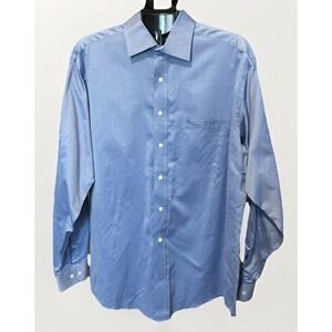 Size 17 35/37 Joseph Abboud Egyptian Cotton Men's Long Sleeve Blue Dress Shirt